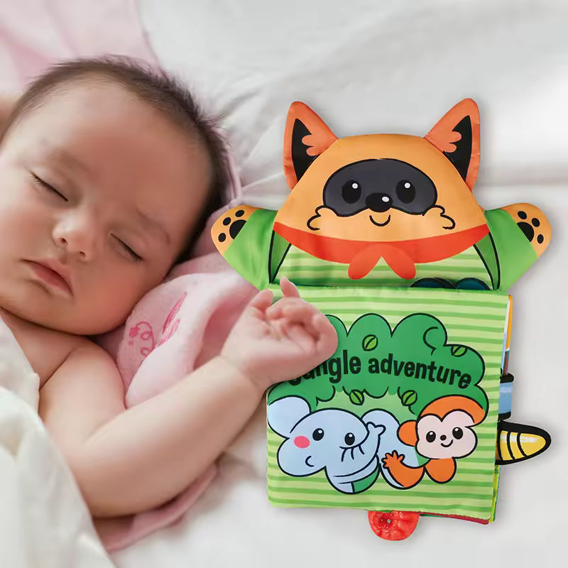 Montessori Baby Soft Cloth Book – 3D Quiet Book with Hand Puppet for Newborns 0–12 Months