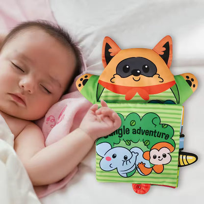 Montessori Baby Soft Cloth Book – 3D Quiet Book with Hand Puppet for Newborns 0–12 Months
