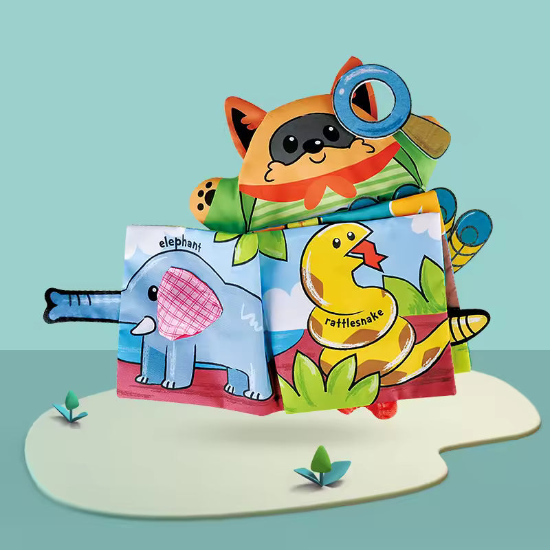 Montessori Baby Soft Cloth Book – 3D Quiet Book with Hand Puppet for Newborns 0–12 Months