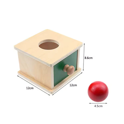 Montessori Wooden Ball Drop Box Toy – Shape Sorting Coin Box for Toddlers 12 Months+