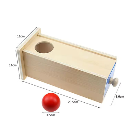 Montessori Wooden Ball Drop Box Toy – Shape Sorting Coin Box for Toddlers 12 Months+