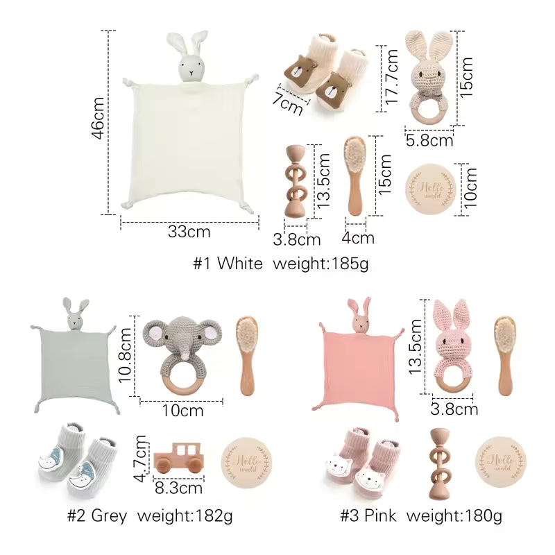 Montessori Baby Milestone Gift Set – Drool Towel, Sensory Toy & Monthly Milestone Cards for Newborn Photography