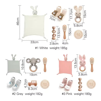 Montessori Baby Milestone Gift Set – Drool Towel, Sensory Toy & Monthly Milestone Cards for Newborn Photography