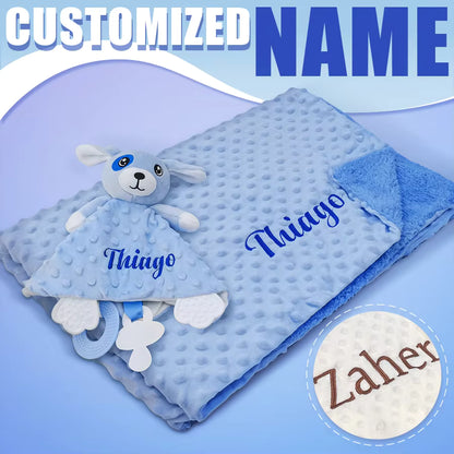 Personalized Baby Security Blanket with Name – Custom Newborn Comfort Towel for Stroller Sleep, Baby Shower Gift
